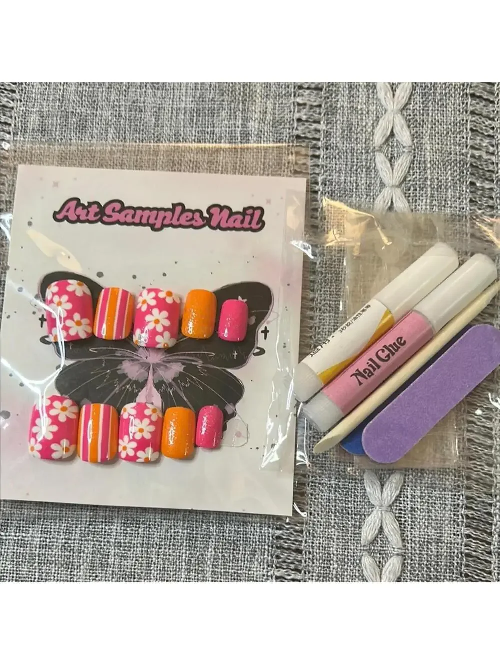 Nail Art Set - Pink, Orange, White